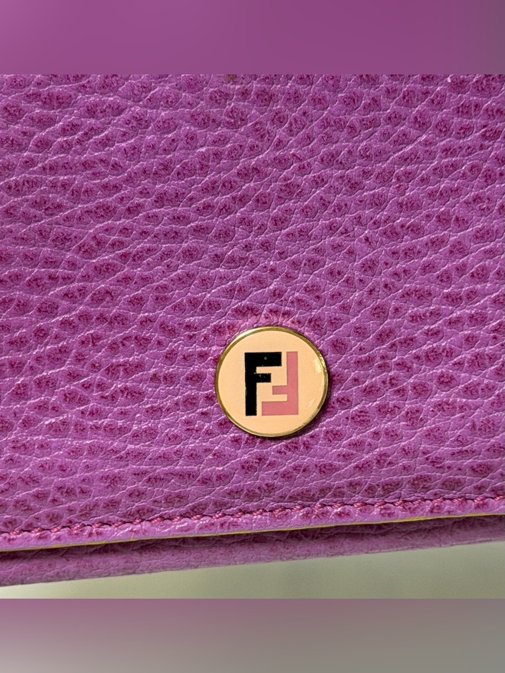 Fendi purple pebbled leather wallet - Picture 4 of 16